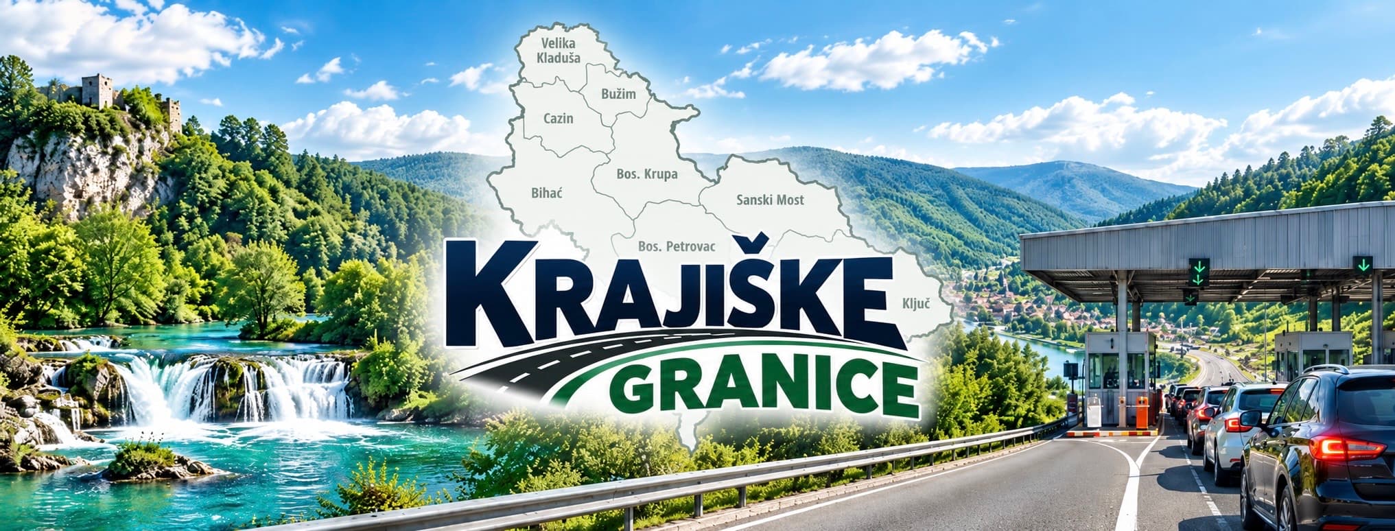 Krajiške Granice — ilustracija Une, Krajine i graničnog prijelaza